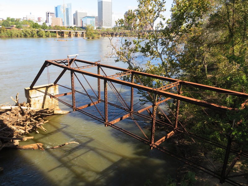 Ruins of old, iron bridge