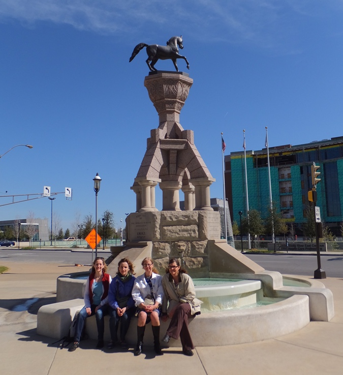 The four women in front of the Horse Fountain Water Trough