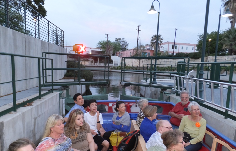 Water taxi passengers in lock