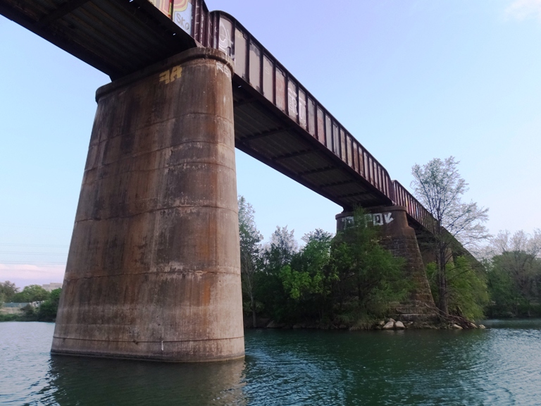 Old railroad bridge seen from below