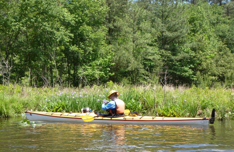 Sue taking photos from her kayak