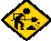 Spinning yield sign showing construction worker