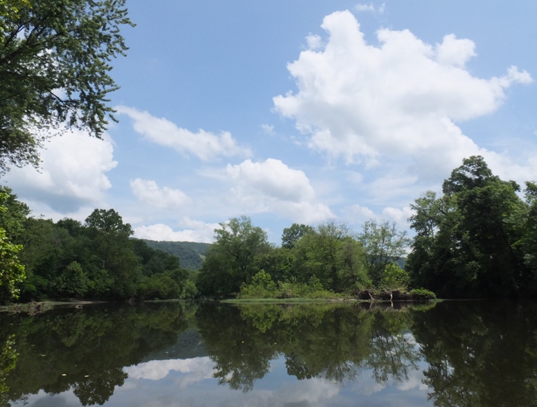 White clouds over the river