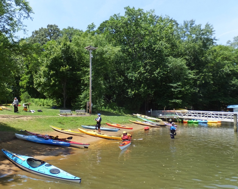 Kayaks on the beach at Truxton Heights Park