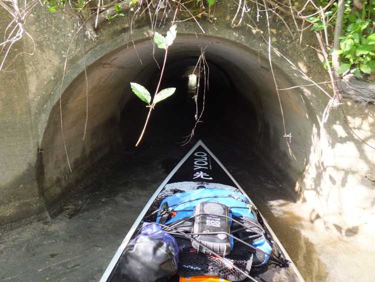 My SUP at the entrance to the culvert