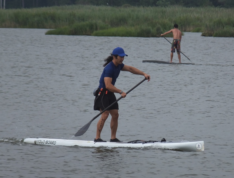 Me paddling with the nose of the SUP slightly out of the water