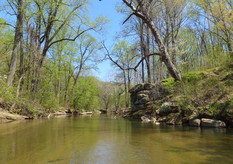 Looking downstream, rocky overlook on the right
