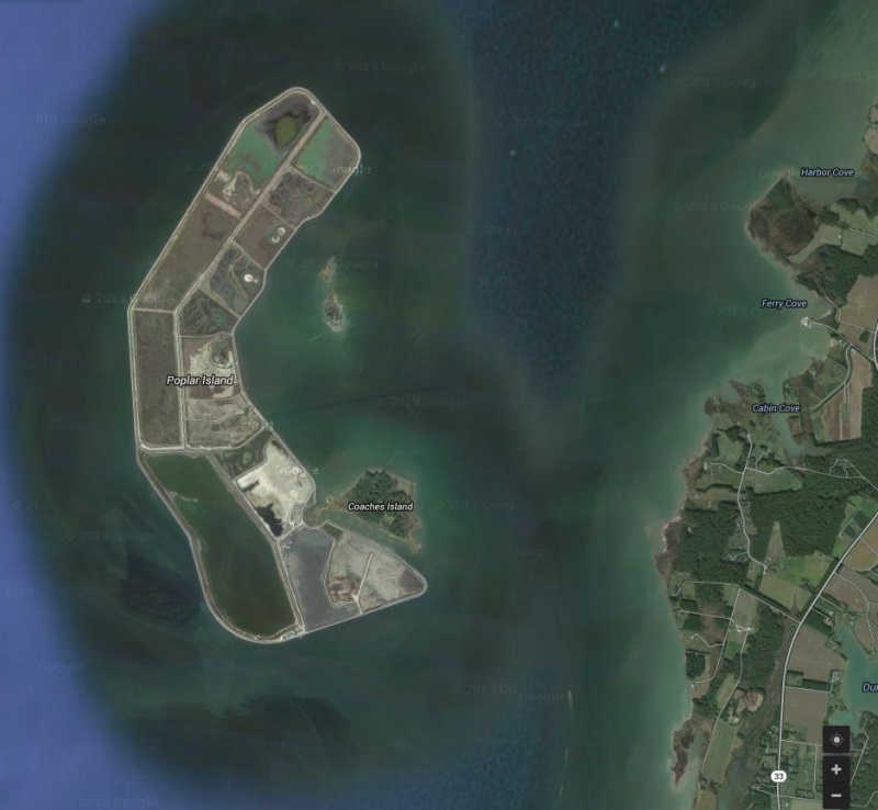 Satellite photo of Poplar Island