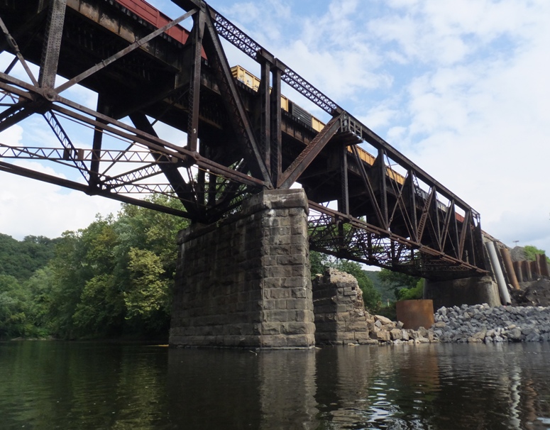 Train passing over bridge