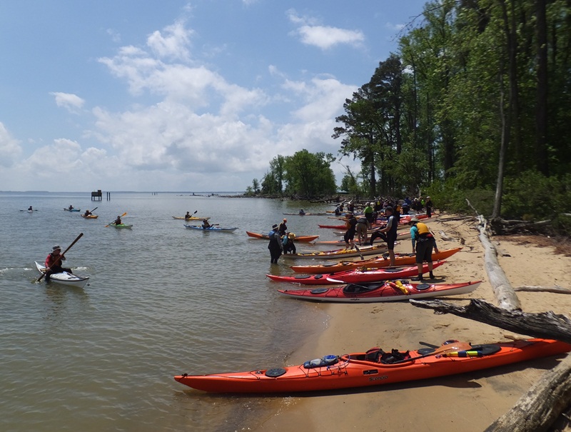 Kayakers landing at Parson's Island