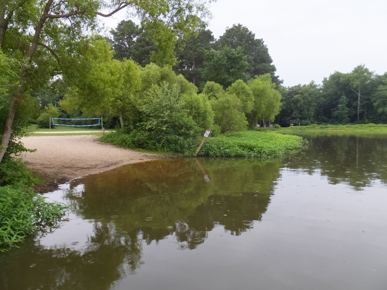 Beach next to boat house