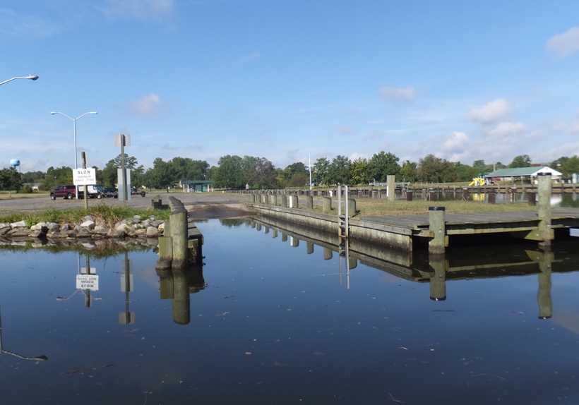 Federalsburg Recreation Park and Marina pier and ramp as seen from the water