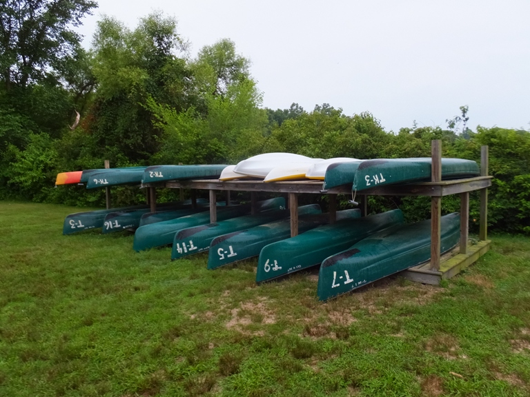 Rental boats on stand