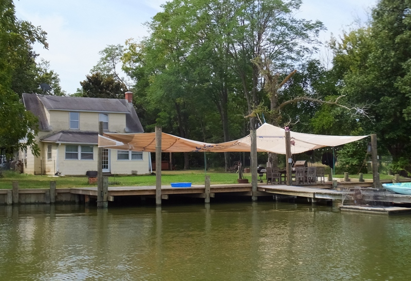 Boat sail used as sun shade