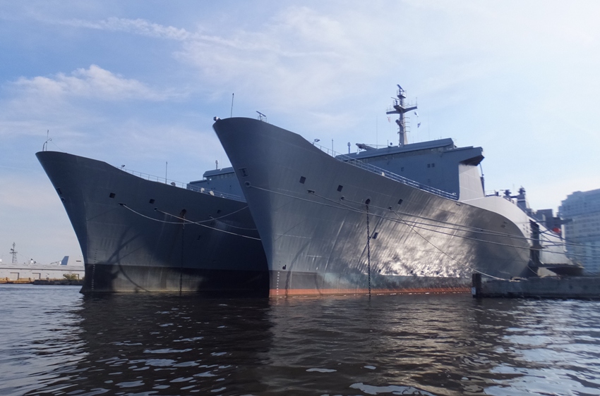 Front port views of SS Antares and SS Denebola