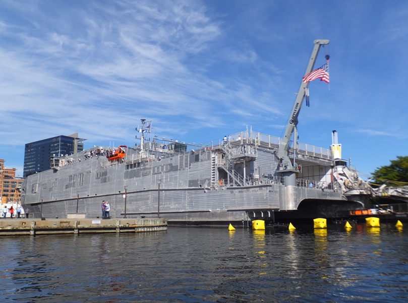 USNS Carson City viewed from the port rear side