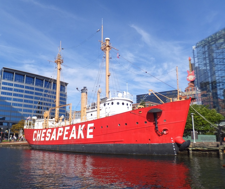 Red Chesapeake ship with anchor