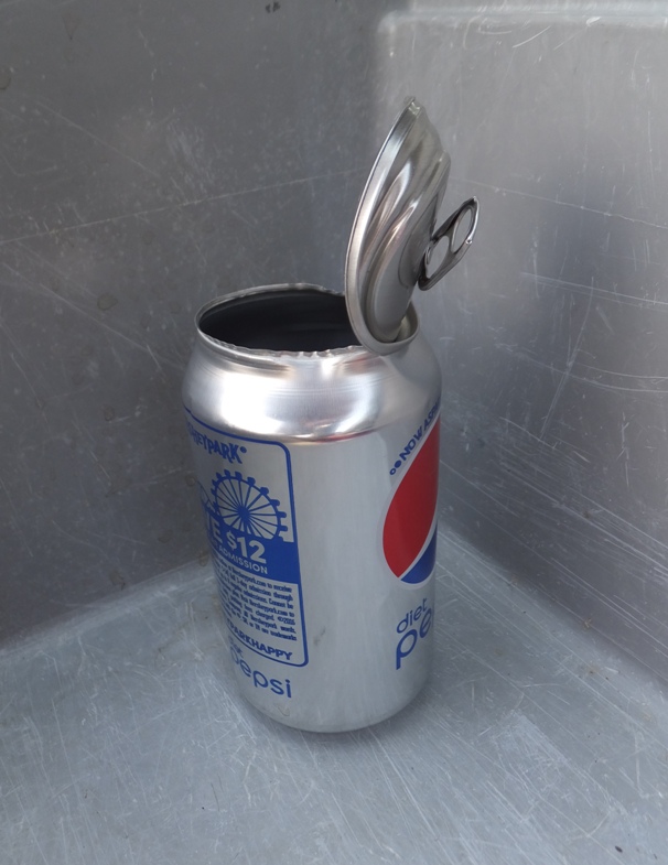 Can of Diet Pepsi with top blown off