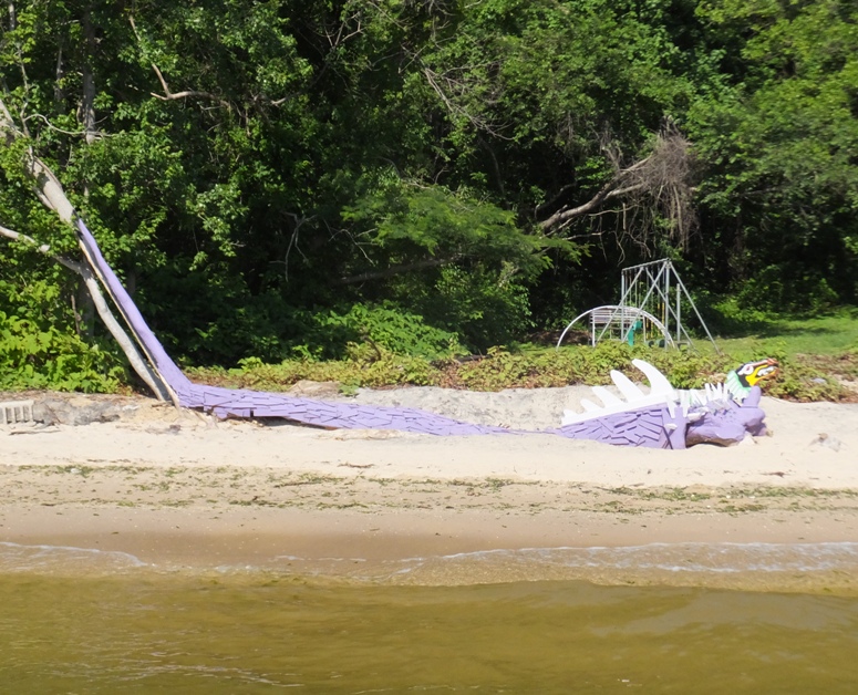 Pink dragon on beach