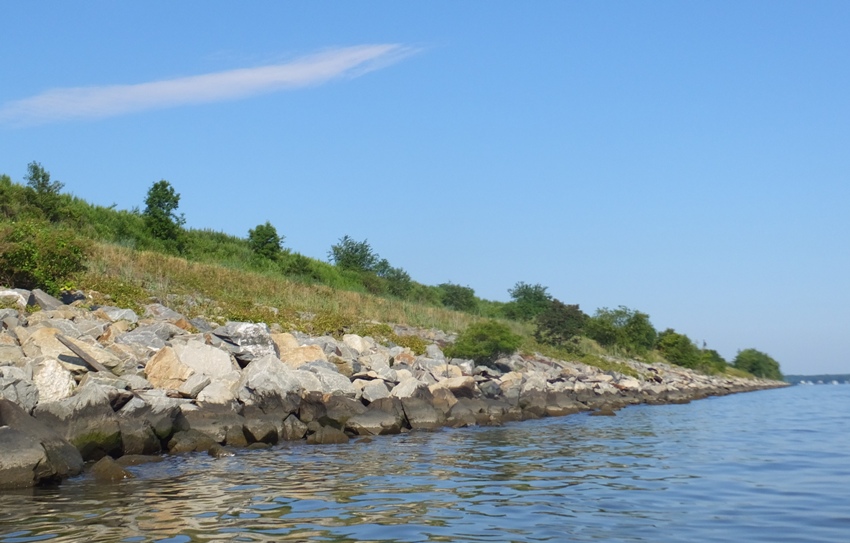 Rip rap along shoreline of Hart-Miller Island