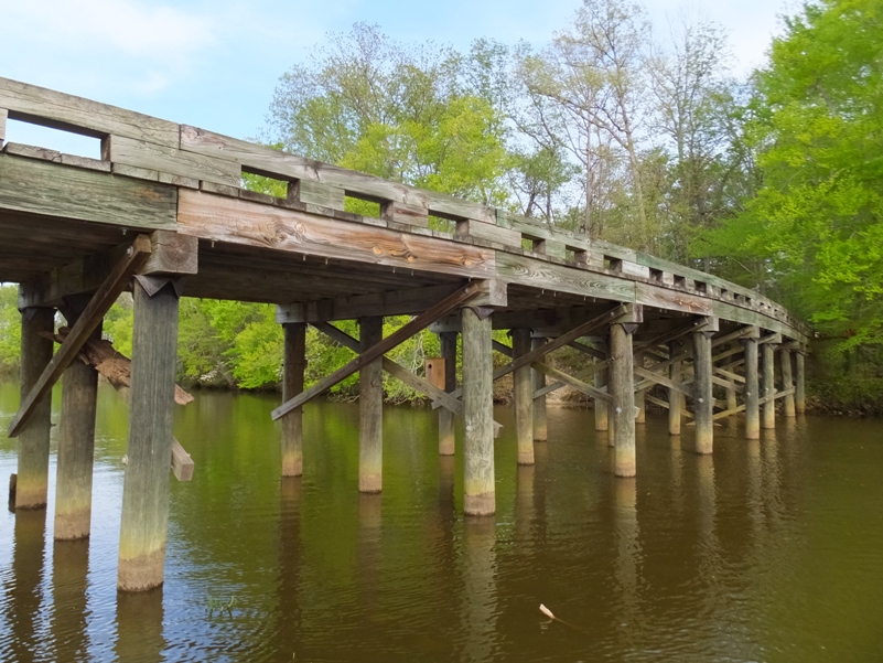 Wooden bridge over creek