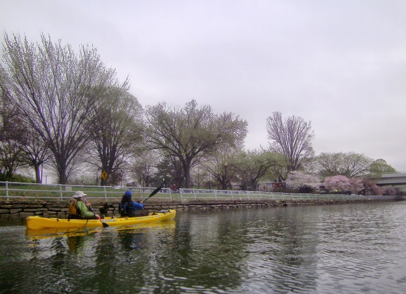 Norma and I kayaking downstream on the Potomac River