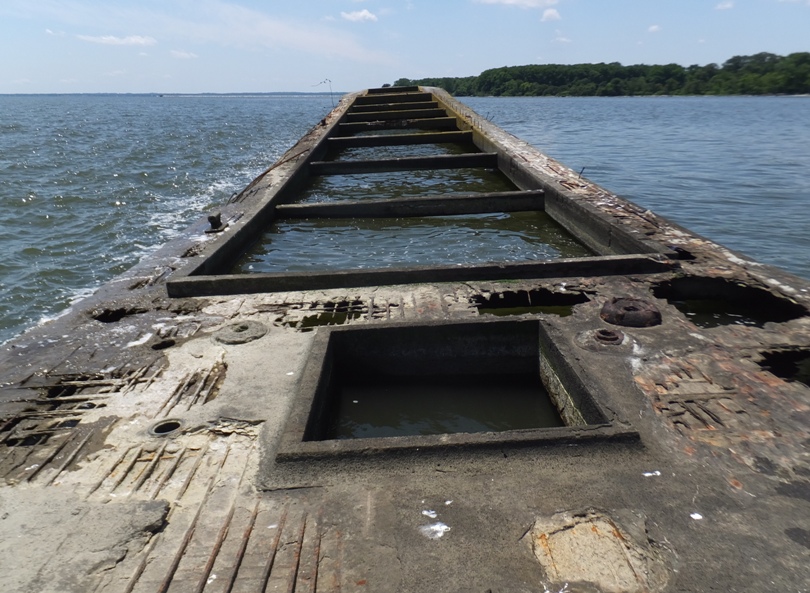 View of the top of a barge looking forward