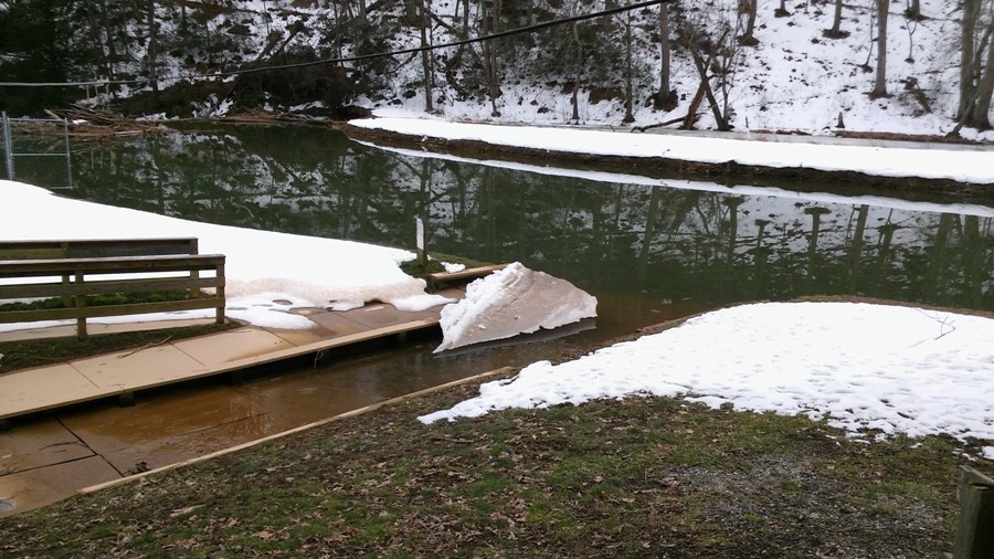 Snow-covered launch area
