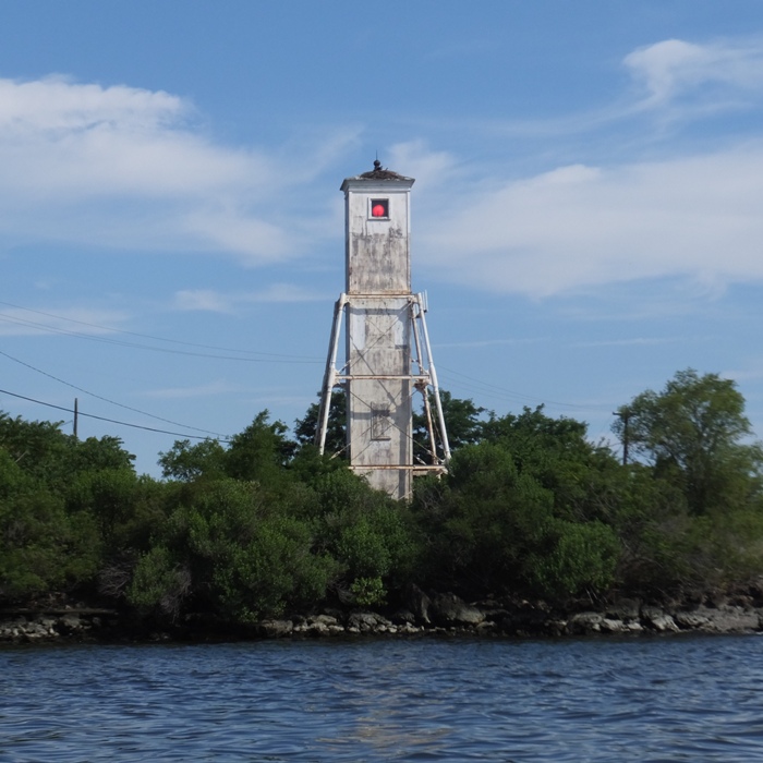 Craighill Channel Upper (Range) Rear Light with glowing orange light
