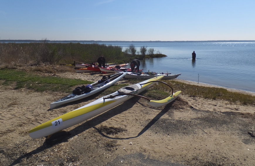 Outrigger canoe on beach