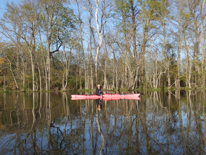 Sunny starboard view of me in kayak