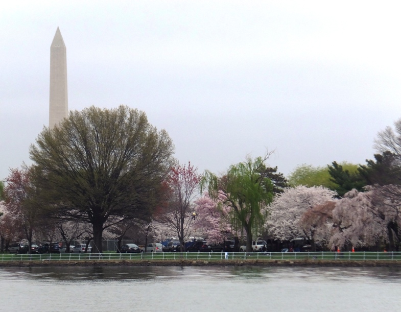 The Washington Monument seen from the Potomac River near the west side of East Potomac Park