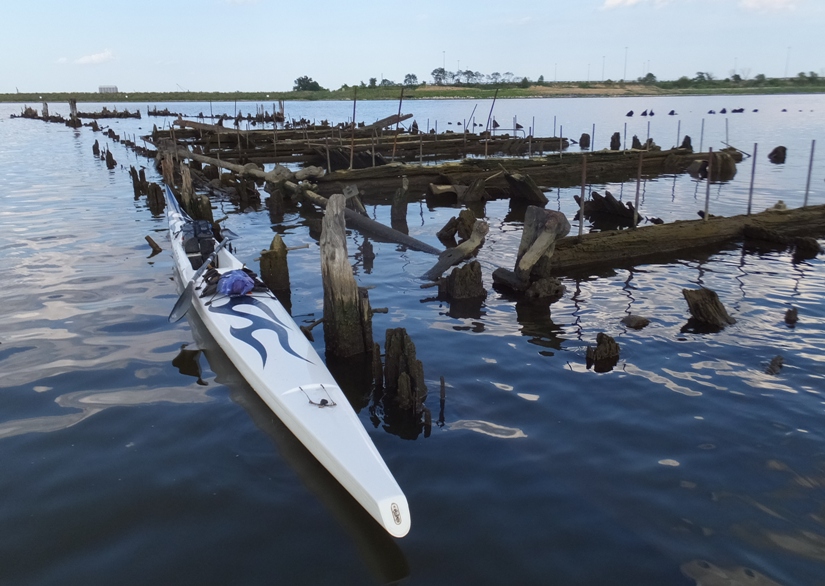 My surf ski amongst the ruins