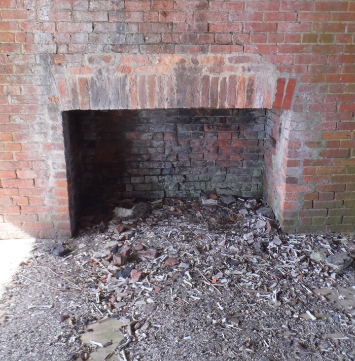Brick fireplace with more bones