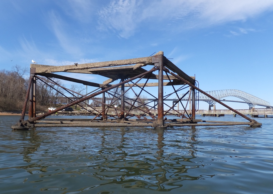 Old steel foundation of lighthouse