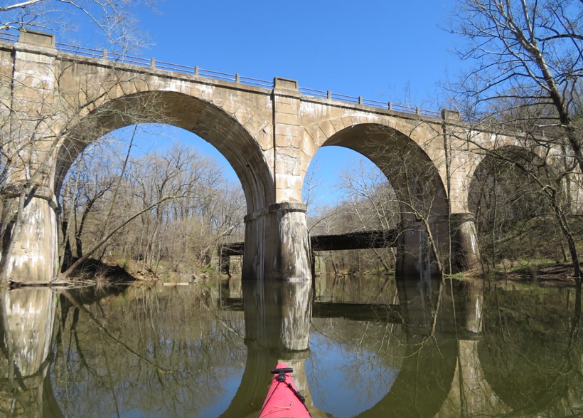 High, modern train bridge