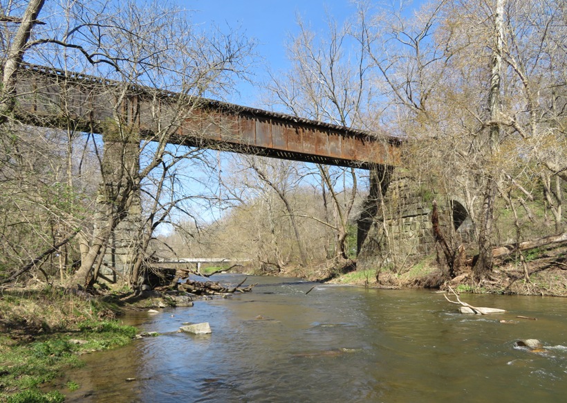 Old steel and stone train bridge