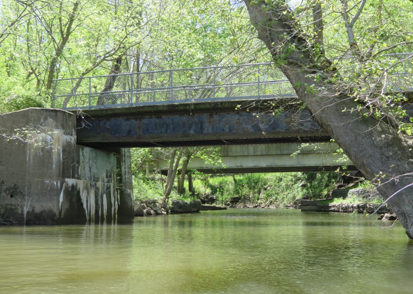 Rock Run and two bridges passing over it