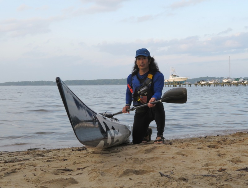 Me with my surfski on the beach
