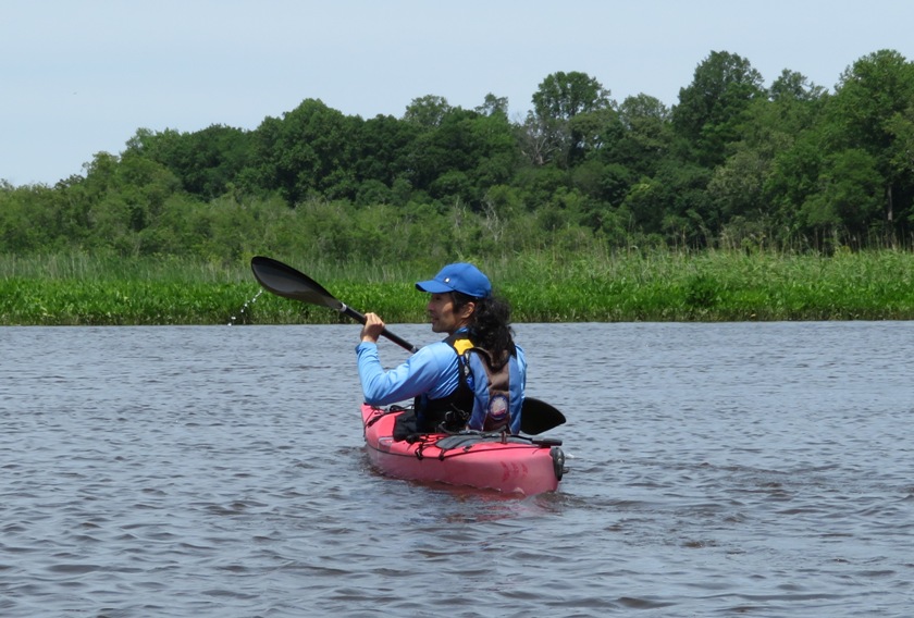 Rear view of me kayaking