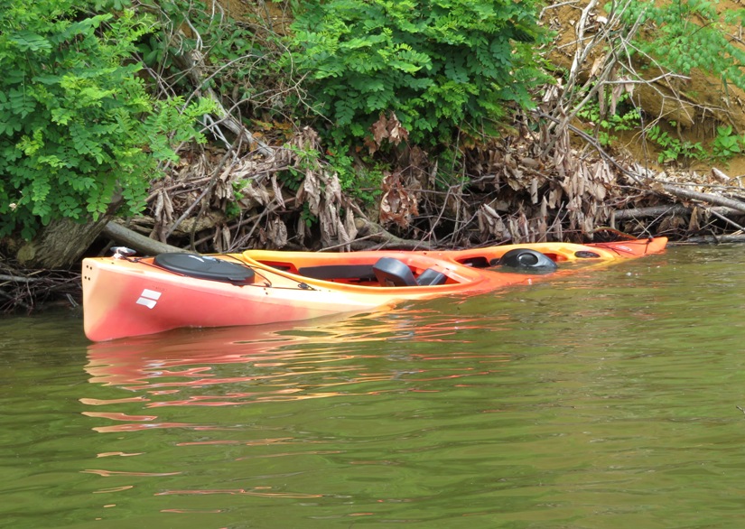 Mostly submerged tandem kayak