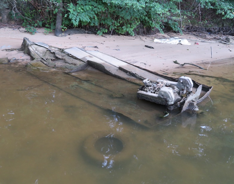 Boat wreck on shore