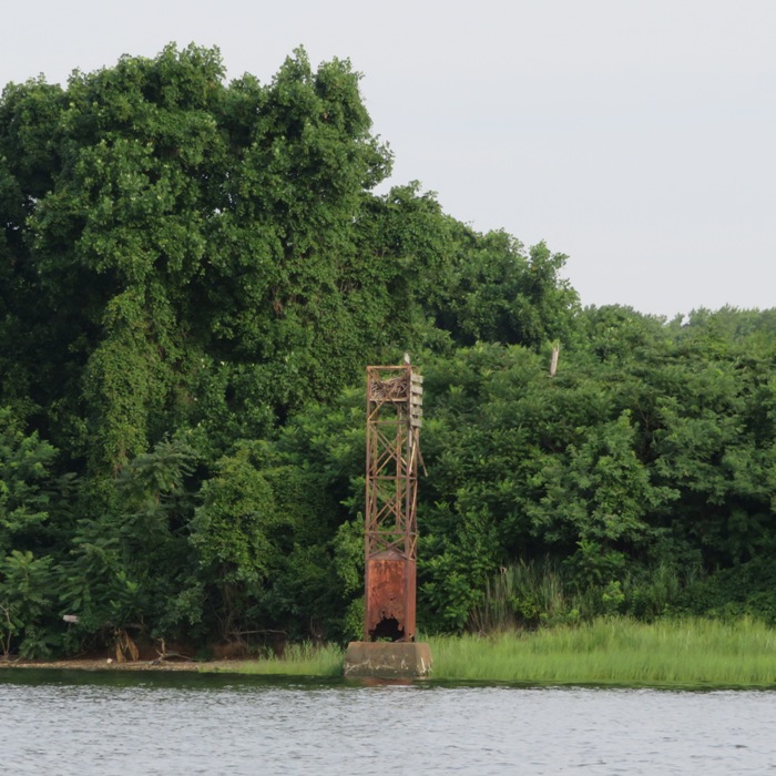 Tower-like steel structure near the water
