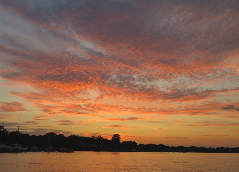 Illuminated clouds near sunset