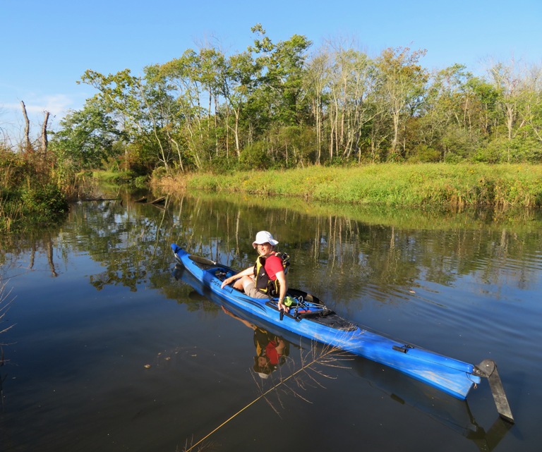 Norma on kayak on Back Channel