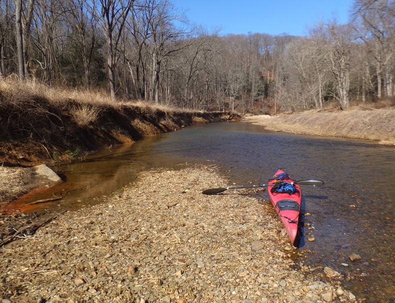 My kayak at a shallow area