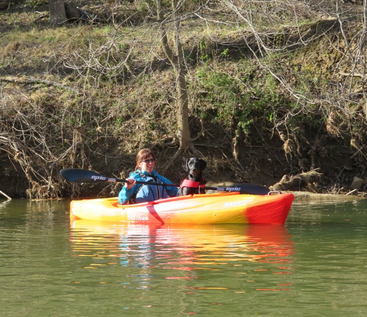 Cassi and Sara in her kayak