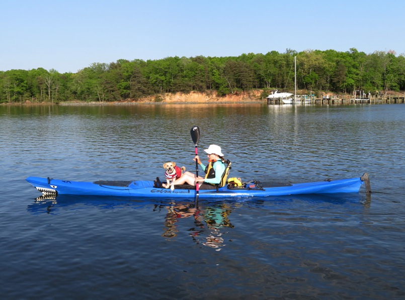 Daphne on Norma's kayak