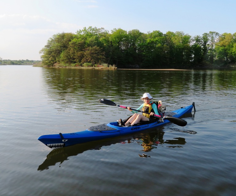 Daphne behind Norma on kayak