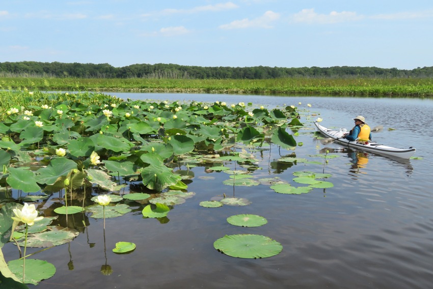 Madeline on her super-light Lincoln kayak